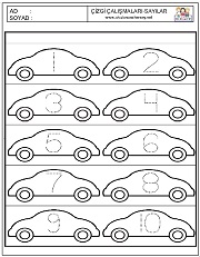 okul öncesi 1 sayısı çizgi çalışması
